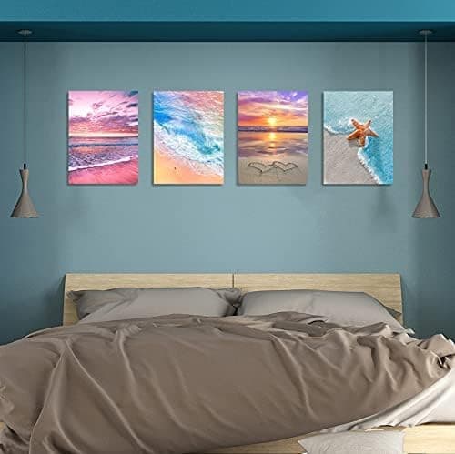 OBOSOE Diamond Painting 4 kpl – 5D timanttimaalaus 30x40cm ranta-aihe täysi pora