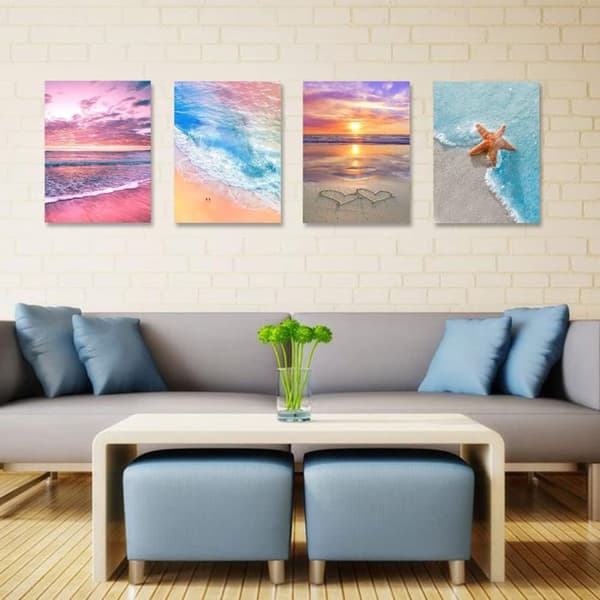 OBOSOE Diamond Painting 4 kpl – 5D timanttimaalaus 30x40cm ranta-aihe täysi pora