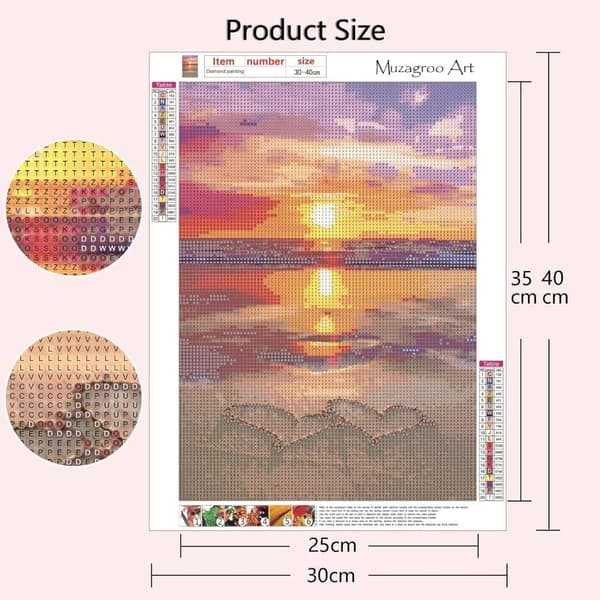 OBOSOE Diamond Painting 4 kpl – 5D timanttimaalaus 30x40cm ranta-aihe täysi pora