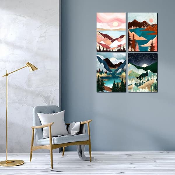 OBOSOE Diamond Painting 4-pak – 5D Diamantmaleri 30x40cm Abstrakt Landskab Fuld Boremaskine