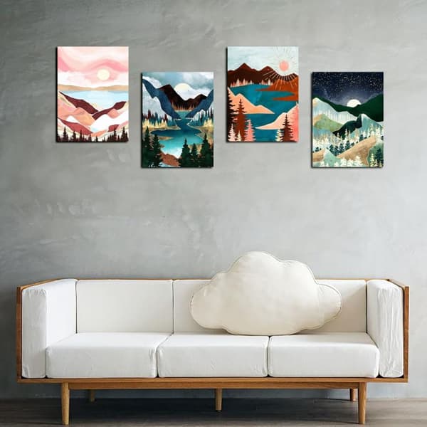 OBOSOE Diamond Painting 4-pak – 5D Diamantmaleri 30x40cm Abstrakt Landskab Fuld Boremaskine