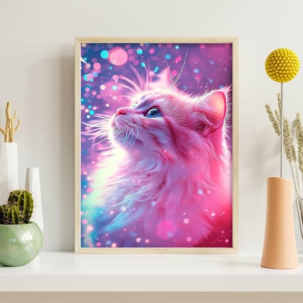 Bomclap Art Kit til voksne - 5D diamantmaleri med kattemotiv, DIY fuld dækning for begyndere
