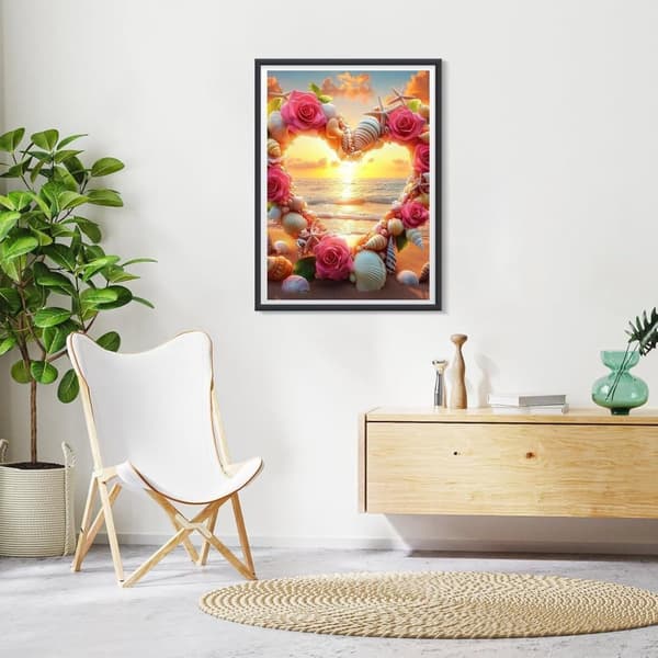 Bomclap diamantmaleri for voksne – strandlandskaber og blomster, 5D DIY diamantmaleri for begyndere
