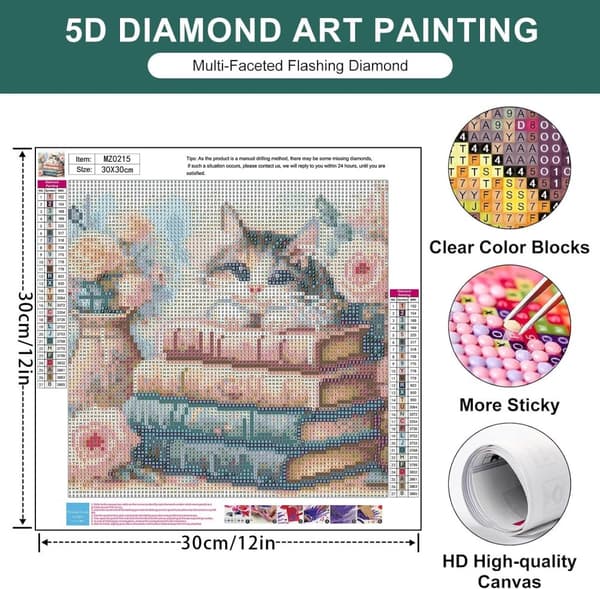 Bomclap Cat Timanttimaalaus 30x30 cm – 5D-timanttimaalaus ja timanttitaide aloittelija