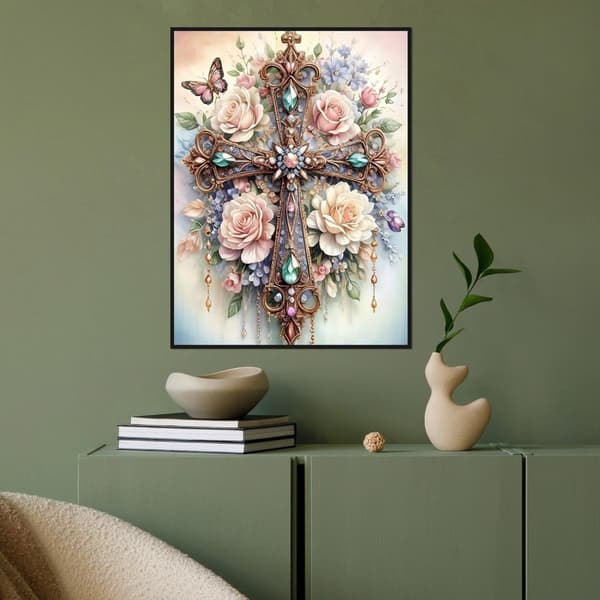 Bomclap Christian Cross Diamond Art 30x40 cm – 5D Diamantmaleri for voksne