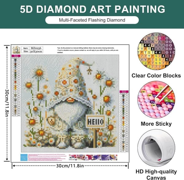 Bomclap Trädgårds-Tomte Diamond Art 30x30 cm – 5D Diamanttavla DIY