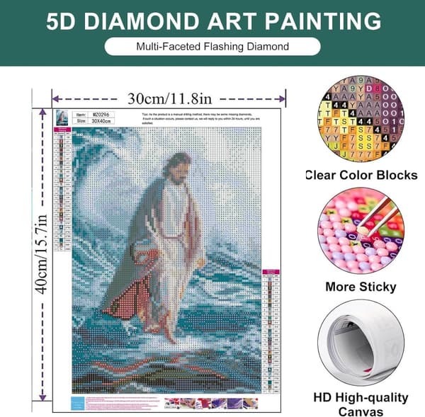 Bomclap Jesus Diamond Art 30x40 cm – 5D uskonnollinen timanttiliitutaulu aikuisille