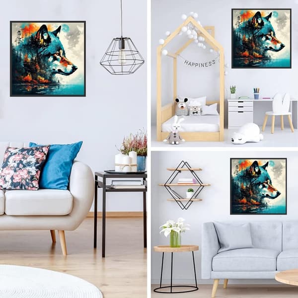 Bomclap Varg & Skog Diamond Art 35x35 cm – 5D Diamanttavla Nybörjarpaket