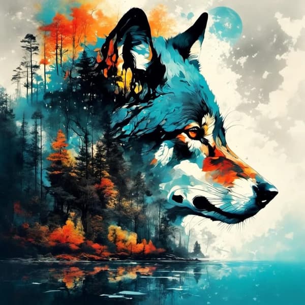 Bomclap Varg & Skog Diamond Art 35x35 cm – 5D Diamanttavla Nybörjarpaket