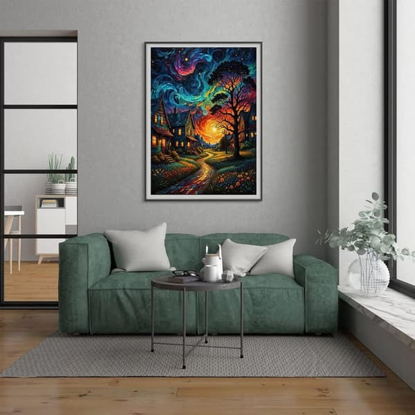 Bomclap 5D Måne Lys Landskab Diamant Maleri Diamant Kunst Sæt Til Voksne, 30x40cm