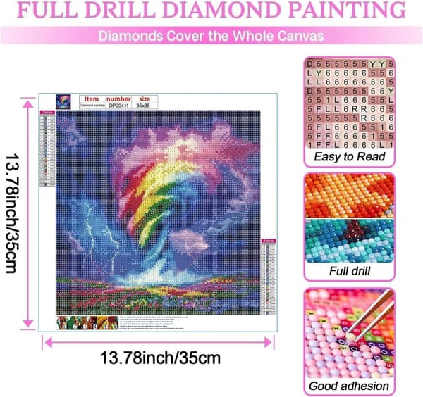 Bomclap 5D Tornado Landskab Diamantmaleri Diamant Kunst Kit, Fuld Boremaskine, 35x35cm