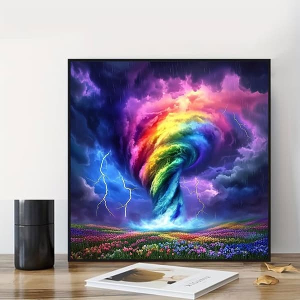 Bomclap 5D Tornado Landskab Diamantmaleri Diamant Kunst Kit, Fuld Boremaskine, 35x35cm