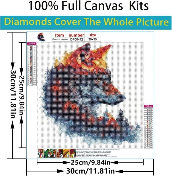 Bomclap 5D Varg Diamantmålning Diamond Art Kit för Vuxna, Djurtema, 30x30cm