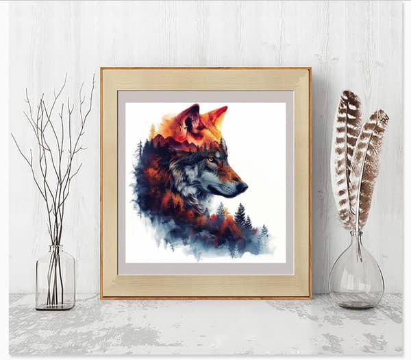 Bomclap 5D Varg Diamantmålning Diamond Art Kit för Vuxna, Djurtema, 30x30cm