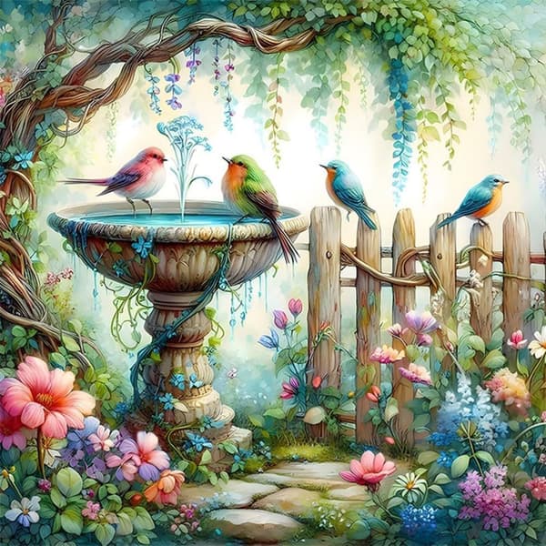 Bomclap 5D Garden Birds Timanttimaalaus Timanttitaidesarja aikuisille, 35x35cm