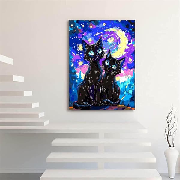 Bomclap 5D Black Cats timanttimaalaus timanttitaidesarja, täysi pora, 30x40cm
