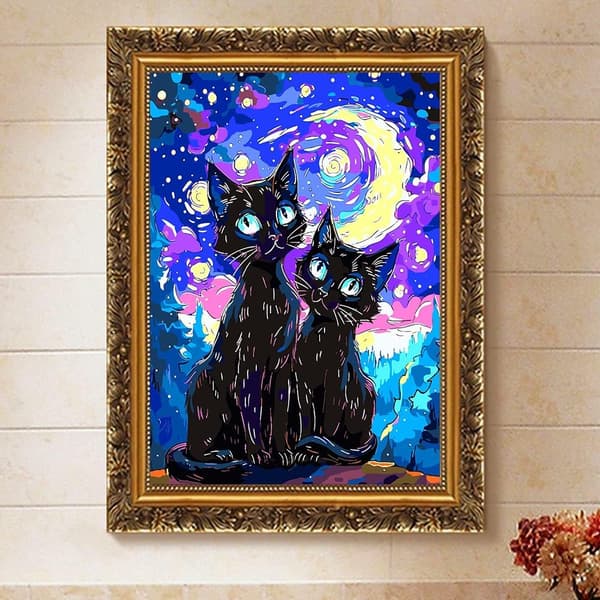 Bomclap 5D Black Cats timanttimaalaus timanttitaidesarja, täysi pora, 30x40cm