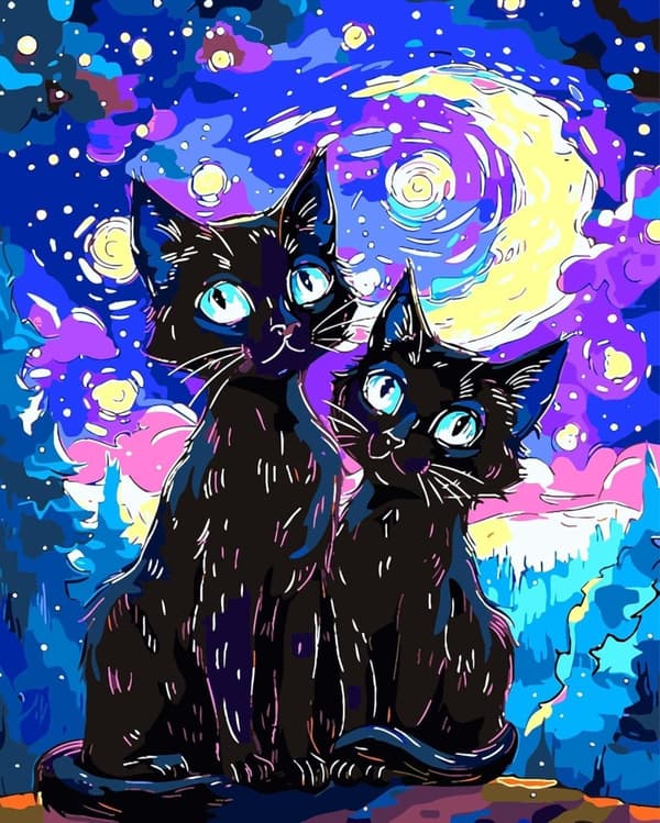Bomclap 5D Black Cats timanttimaalaus timanttitaidesarja, täysi pora, 30x40cm
