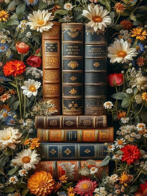 Bomclap 5D Book & Flowers Timanttimaalaus Timanttitaidesarja, täysi pora, 30x40cm