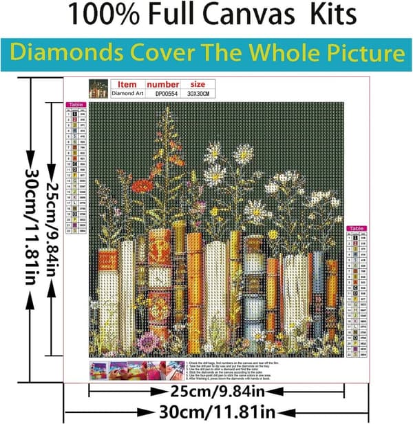 Bomclap 5D Bok & Blommor Diamantmålning Diamond Art Kit för Vuxna, 30x30cm