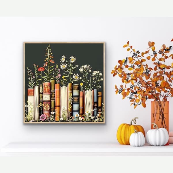 Bomclap 5D Bok & Blommor Diamantmålning Diamond Art Kit för Vuxna, 30x30cm