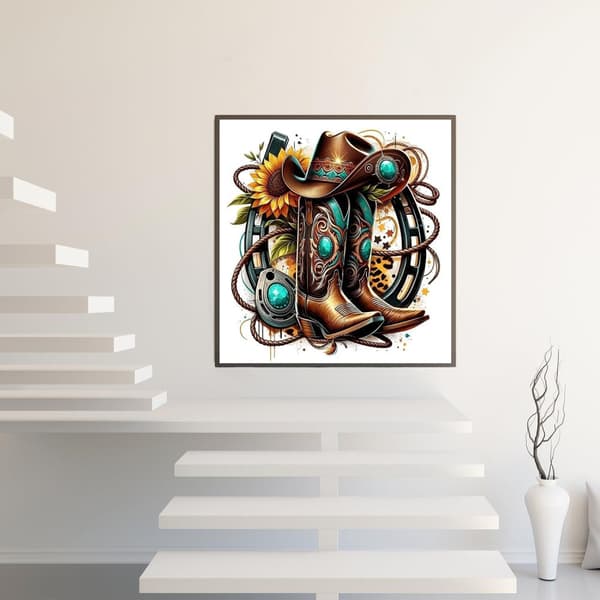 Bomclap 5D Västern Cowboy Diamantmålning Diamond Art Kit, 30x30cm