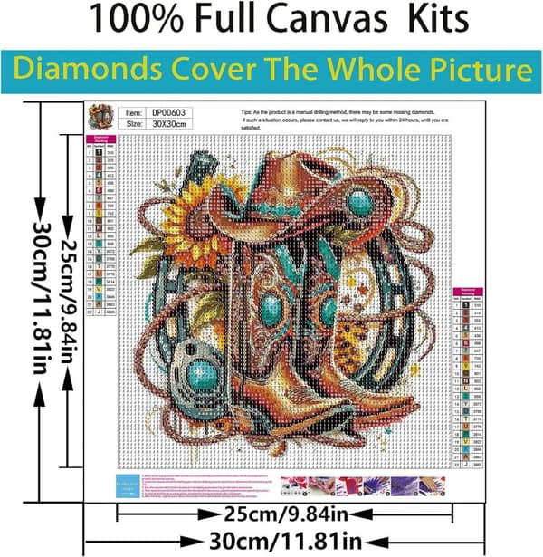 Bomclap 5D Västern Cowboy Diamantmålning Diamond Art Kit, 30x30cm