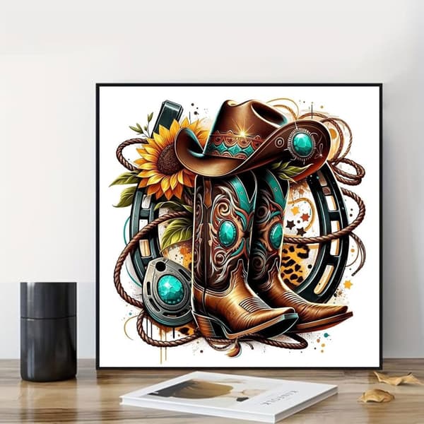 Bomclap 5D Västern Cowboy Diamantmålning Diamond Art Kit, 30x30cm