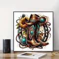 Miniatyrbild 2 av 7: Bomclap 5D Västern Cowboy Diamantmålning Diamond Art Kit, 30x30cm