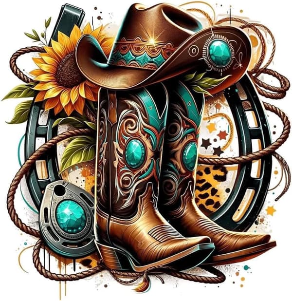 Bomclap 5D Västern Cowboy Diamantmålning Diamond Art Kit, 30x30cm