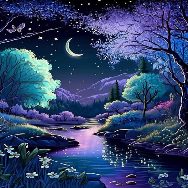Bomclap 5D Moon Light Landscape Diamond Painting Diamond Art Kit aikuisille, 35x35cm