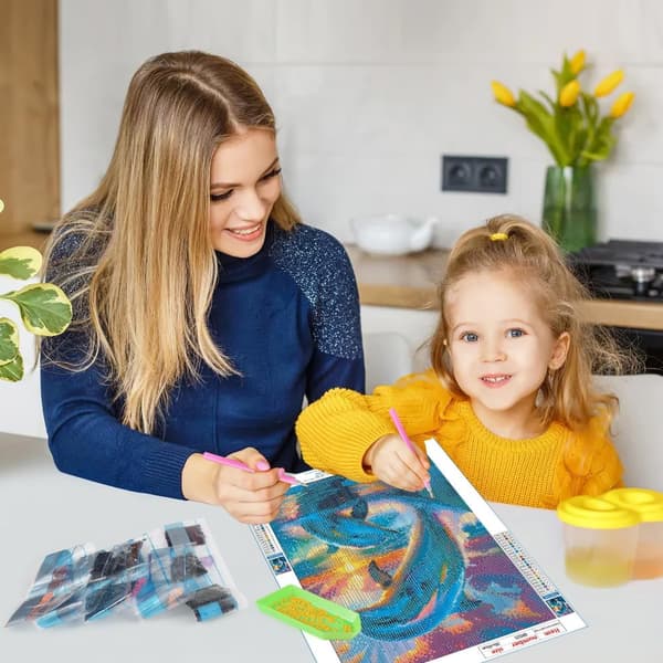 Bomclap Delfiner Diamond Art Kit Diamantmaleri for voksne Begyndere Fuld Drill 30x40cm
