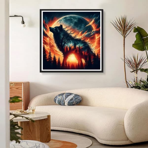 Bomclap Varg Diamantmålning Diamond Art Kit för Vuxna Nybörjare Skogsmotiv 30x30cm