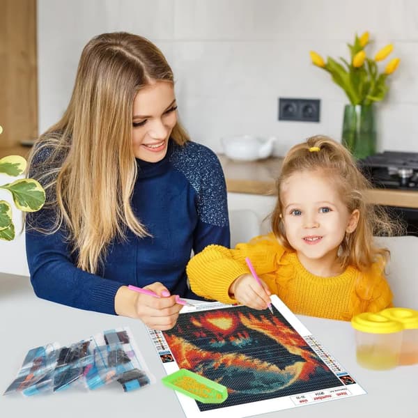 Bomclap Varg Diamantmålning Diamond Art Kit för Vuxna Nybörjare Skogsmotiv 30x30cm