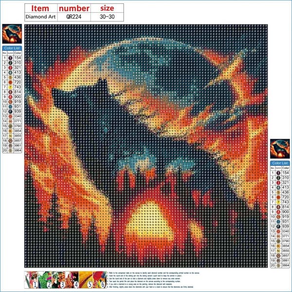Bomclap Varg Diamantmålning Diamond Art Kit för Vuxna Nybörjare Skogsmotiv 30x30cm