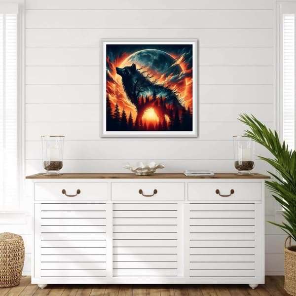 Bomclap Varg Diamantmålning Diamond Art Kit för Vuxna Nybörjare Skogsmotiv 30x30cm