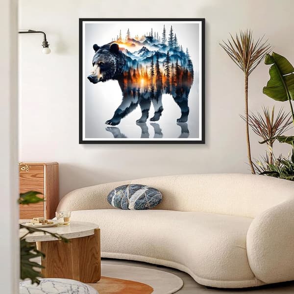 Bomclap Bjørn Diamantmaleri Diamant Art Kit Skovlandskab for voksne Begyndere 30x30cm