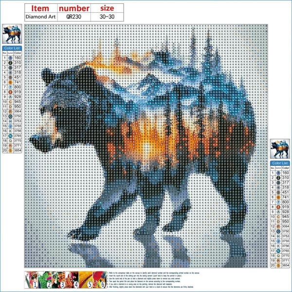 Bomclap Bjørn Diamantmaleri Diamant Art Kit Skovlandskab for voksne Begyndere 30x30cm