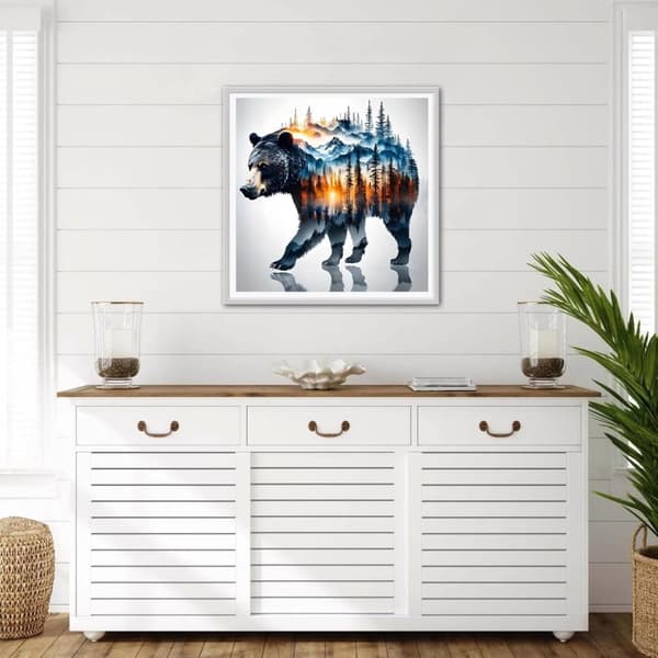 Bomclap Bjørn Diamantmaleri Diamant Art Kit Skovlandskab for voksne Begyndere 30x30cm