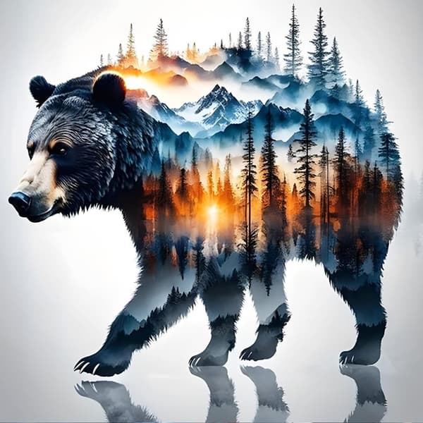 Bomclap Bjørn Diamantmaleri Diamant Art Kit Skovlandskab for voksne Begyndere 30x30cm