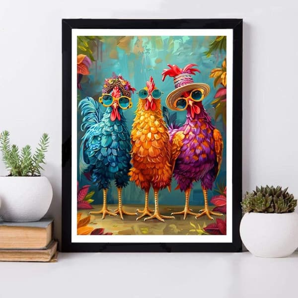 Bomclap Kyckling Diamond Art Kit Diamantmålning för Vuxna Väggdekor 30x40cm