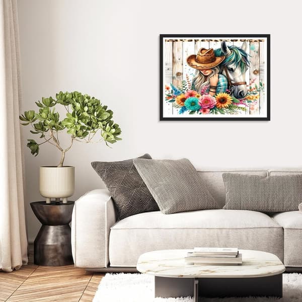 Bomclap Cowboy och Häst Diamond Art Kit Diamantmålning för Vuxna 30x40cm