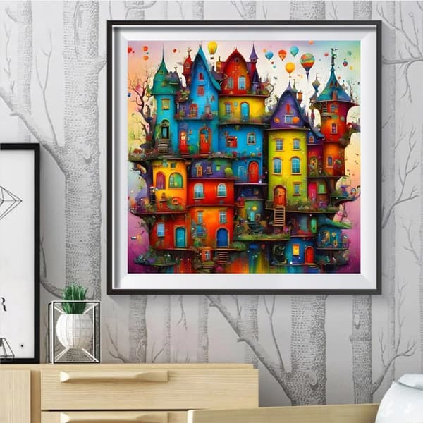 Bomclap Hus Diamantmålning Diamond Art Kit för Vuxna Drömhus 35x35cm