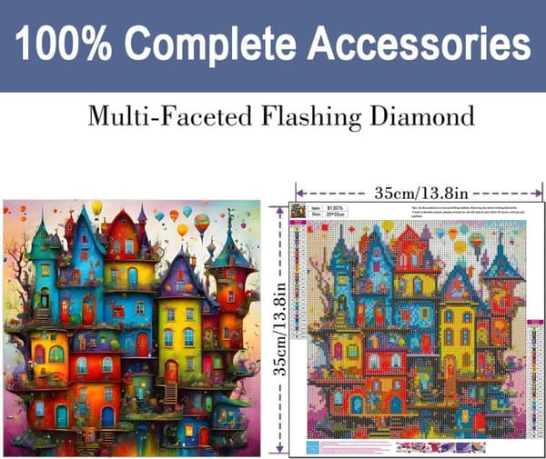 Bomclap Hus Diamantmålning Diamond Art Kit för Vuxna Drömhus 35x35cm