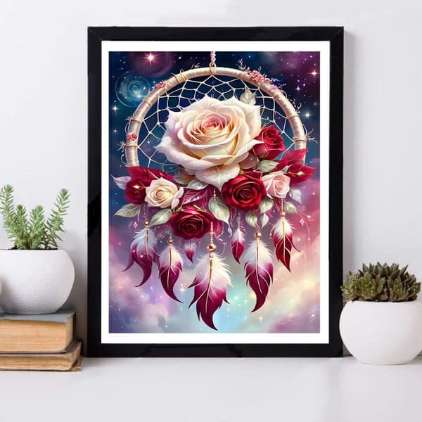 Bomclap Dream Catcher & Rose Diamond Art Kit Diamantmaleri til voksne 30x40cm