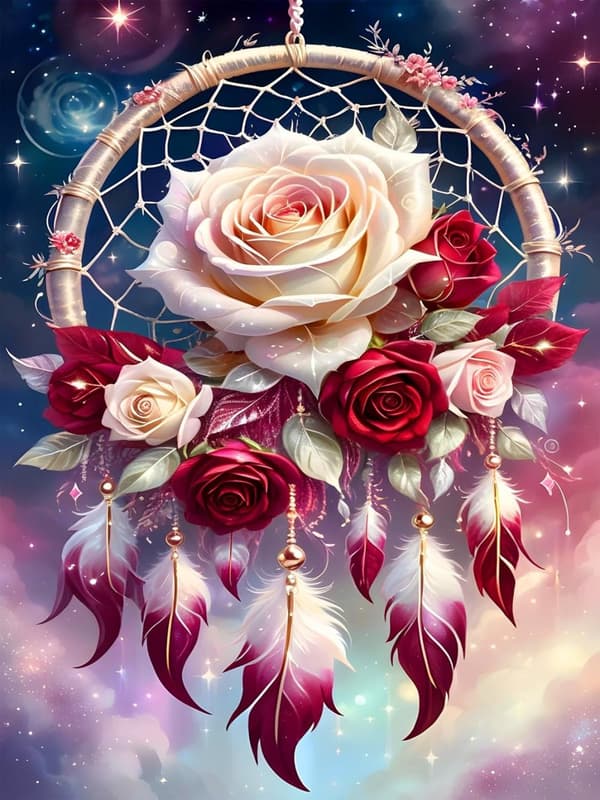 Bomclap Dream Catcher & Rose Diamond Art Kit Diamantmaleri til voksne 30x40cm