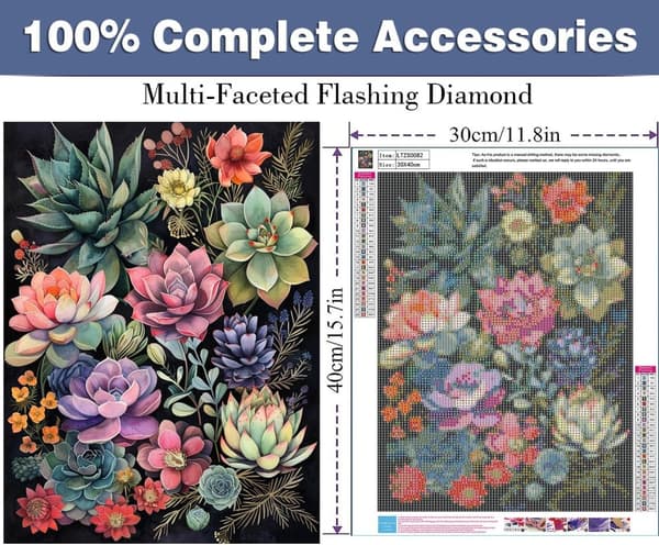 Bomclap sukkulente planter diamantmaleri diamant kunstsæt til voksne 30x40cm
