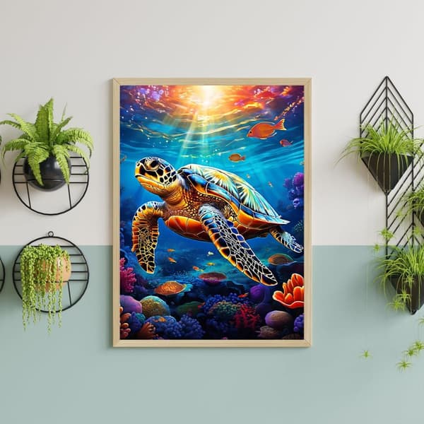 Bomclap Sköldpadda Diamantmålning Diamond Art Kit för Vuxna Havstema 30x40cm