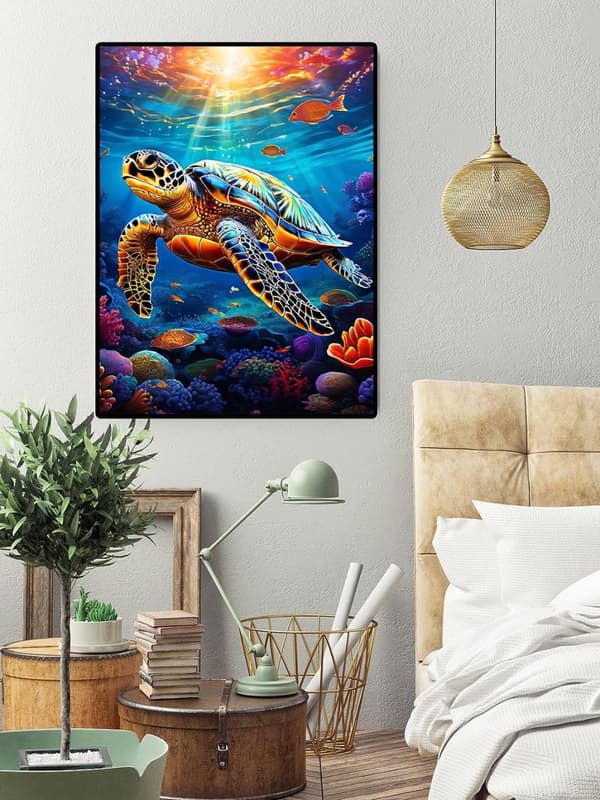 Bomclap Sköldpadda Diamantmålning Diamond Art Kit för Vuxna Havstema 30x40cm