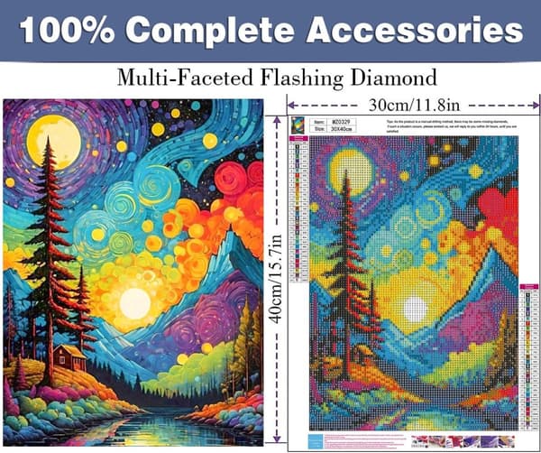 Bomclap Van Gogh Starry Sky Diamond Art Kit diamantmaleri til voksne 30x40cm